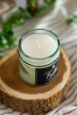 شمع شیشه ای معطر برچسب دار