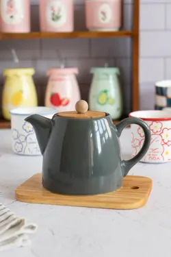 قوری سرامیکی درب بامبو