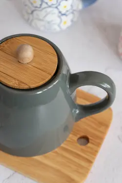 قوری سرامیکی درب بامبو