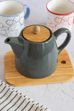 قوری سرامیکی درب بامبو