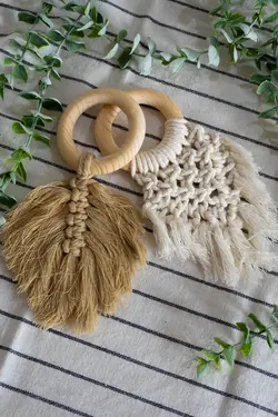 آویز حلقه ای مکرومه قهوه ای