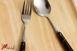 قاشق و چنگال غذاخوری طرح سنگ مشکی