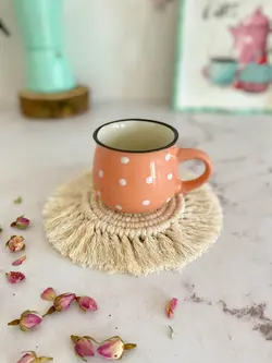 زیرلیوانی مکرومه گرد کرمی