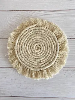 زیرگلدانی مکرومه گرد کرمی