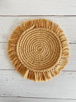 زیرگلدانی مکرومه گرد قهوه ای