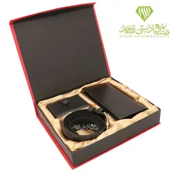 ست سه تیکه کمربند ،جاکارتی ،کیف پالتویی چرم گاوی طرح مدیران