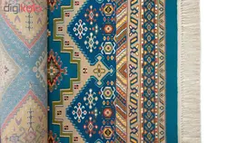 فرش ماشینی رادین طرح گبه بختیاری زمینه آبی کله غازی