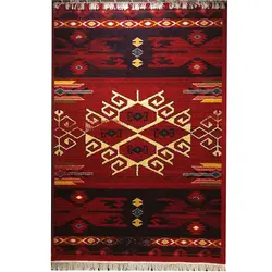 فرش ماشینی زمرد مشهد طرح گبه کد K71 زمینه لاکی