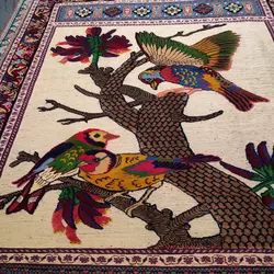 گلیم دستباف سه متری طرح پرنده مدل AA94