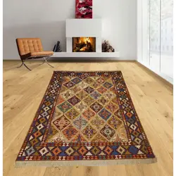 گلیم دستباف یک و نیم متری طرح سوزنی مدل HA12
