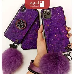 قاب گوشی ماربل پام پام آیفون + پاپ سوکت نگینی
