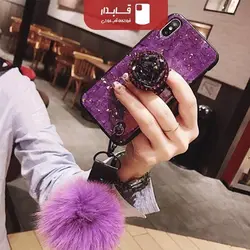 قاب گوشی ماربل پام پام آیفون + پاپ سوکت نگینی