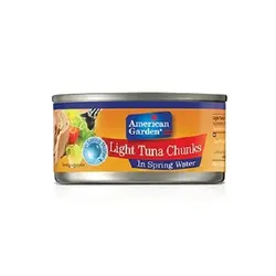 تکه های تن ماهی لایت در آب معدنی امریکن گاردن |light tuna chunks American garden