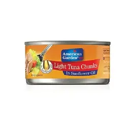 تکه های تن ماهی لایت در روغن افتاب گردان امریکن گاردن | American garden light tuna chunks