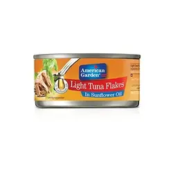 تن ماهی لایت flakes در آب معدن روغن آفتابگردان | light tuna flakes American garden