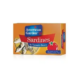 کنسرو ماهی ساردین در سس گوجه امریکن گاردن |sardines in tomato sauce American garden