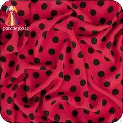 پارچه کرپ نخ توپی قرمز-مشکی