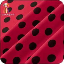 پارچه کرپ نخ توپی قرمز-مشکی