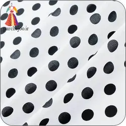 پارچه کرپ نخ توپی سفید-مشکی