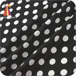 پارچه کرپ نخ توپی مشکی-سفید