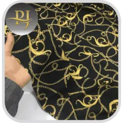 خرید پارچه بوگاتی هندسی مشکی