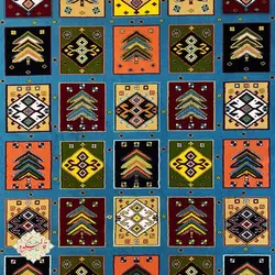 فرش گبه طرح مربعی رنگ آبی