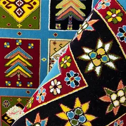 فرش گبه طرح مربعی رنگ آبی