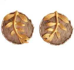 گوشواره میخی طلایی نقره ای مدل سکه ای - فروشگاه اینترنتی بلیندا