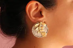 گوشواره میخی طلایی نقره ای مدل سکه ای - فروشگاه اینترنتی بلیندا