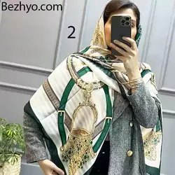 خرید و قیمت روسری ژاکارد طرحدار قواره بزرگ در 7 رنگ از بژیو