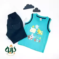 خرید و قیمت ست تاپ شلوارک پسرانه در 5 رنگ و دو سایز از بژیو