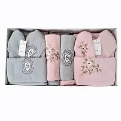 سرویس حوله پالتویی 12 تکه ساتین کد 101