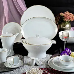 سرویس ۲۹ پارچه چینی لورین  طرح صدف طلایی