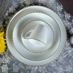 سرویس ۲۹ پارچه چینی لورین  طرح صدف طلایی