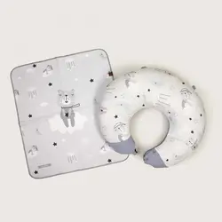 تامی پیلو و زیرانداز تعویض طرح خرس خوابالو (طوسی)