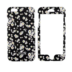 قاب کوتیس (360 درجه) طرح زمینه مشکی گل بابونه برای آیفون – iphone 5 / 5s / se 2016