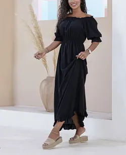 پیراهن ساحلی یقه قایقی