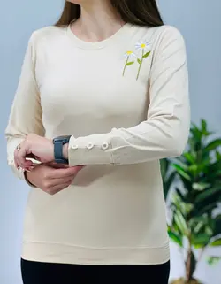 بلوز آستین دکمه دار بابونه