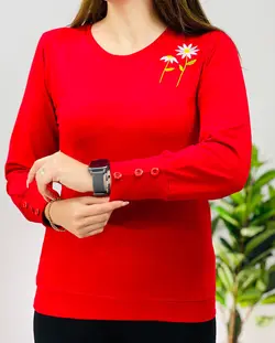 بلوز آستین دکمه دار بابونه