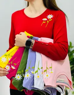 بلوز آستین دکمه دار بابونه