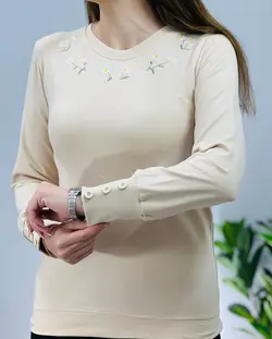 بلوز آستین دکمه دار بابونه