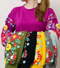 بلوز استین پفکی گل