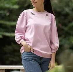 بلوز استین سه ربع گلدوزی