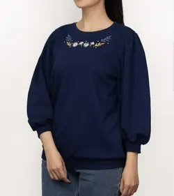 بلوز استین سه ربع گلدوزی