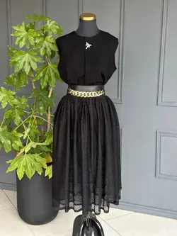 کمربند کارتیه مشکی طلایی