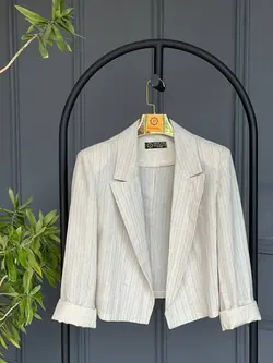 دامن و کراپ کت زارا کرم (لینن)