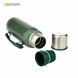 فلاسک کوهنوردی و طبیعت گردی گرم و سرد استیل؛ وکیوم فلاسک Vacuum Flask مدل یک لیتری دسته دار رنگ کوره ای