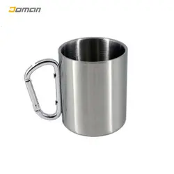 لیوان کوهنوردی دو جداره استیل|مدل: استیل دوجداره دسته کارابین | فروشگاه کوهنوردی دومان