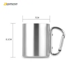 لیوان کوهنوردی دو جداره استیل|مدل: استیل دوجداره دسته کارابین | فروشگاه کوهنوردی دومان