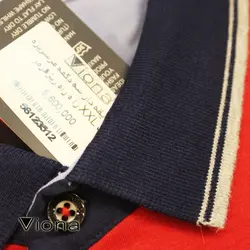 تي شرت يقه دار سه دکمه مرسريزه را ه راه ريز قرمز ترک ريتون